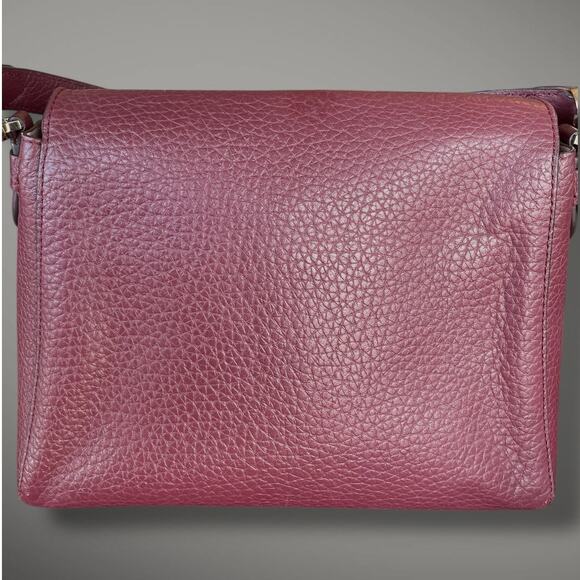 KATE SPACE NEW YORK Deep Burgundy Pebble Leather Shoulder Bag Great Condition - Picture 6 of 15
